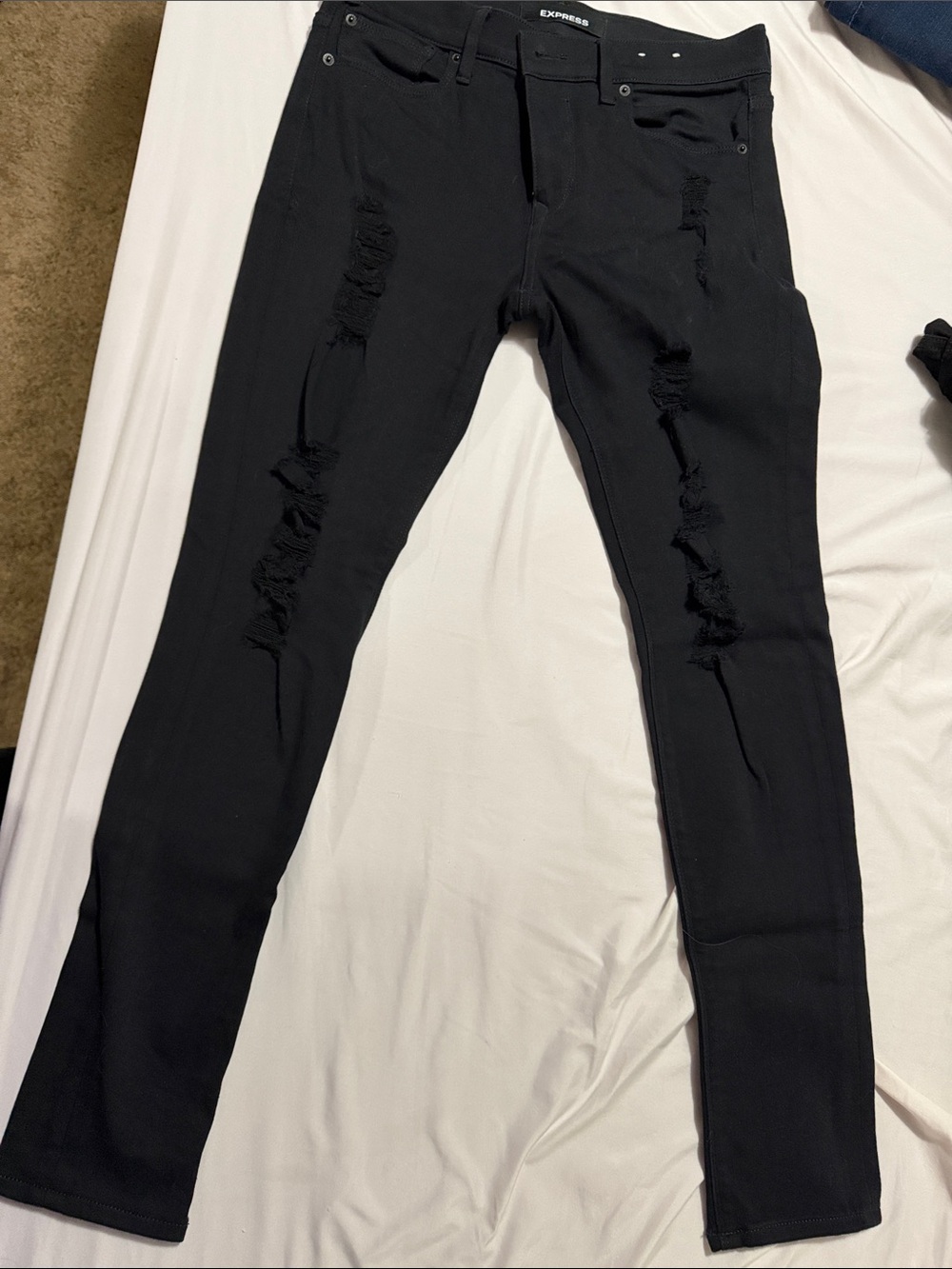 Express Black Distressed Skinny Jeans for Women